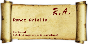 Rancz Ariella névjegykártya